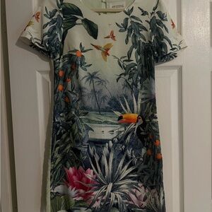 H&M Conscious Collection Green and Blue Leaf Dress